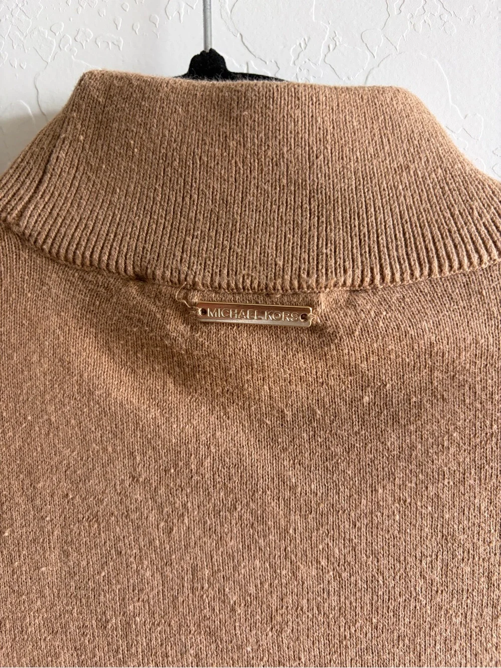 Michael Kors Camel Pullover with Brown Shoulder Patches